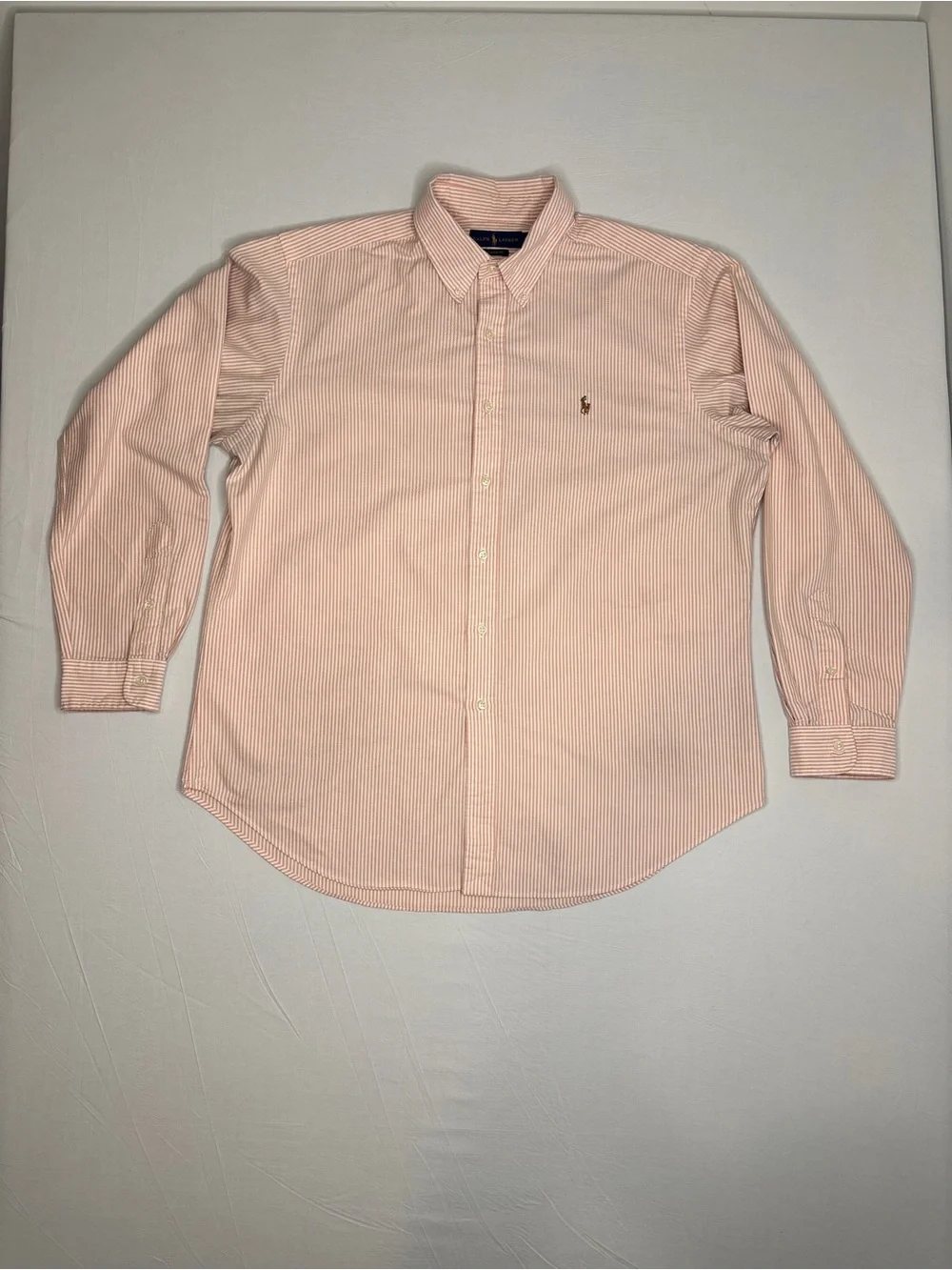 Ralph Lauren Classic Fit XL Pink White Stripe Button Down Shirt Cotton Pony Men